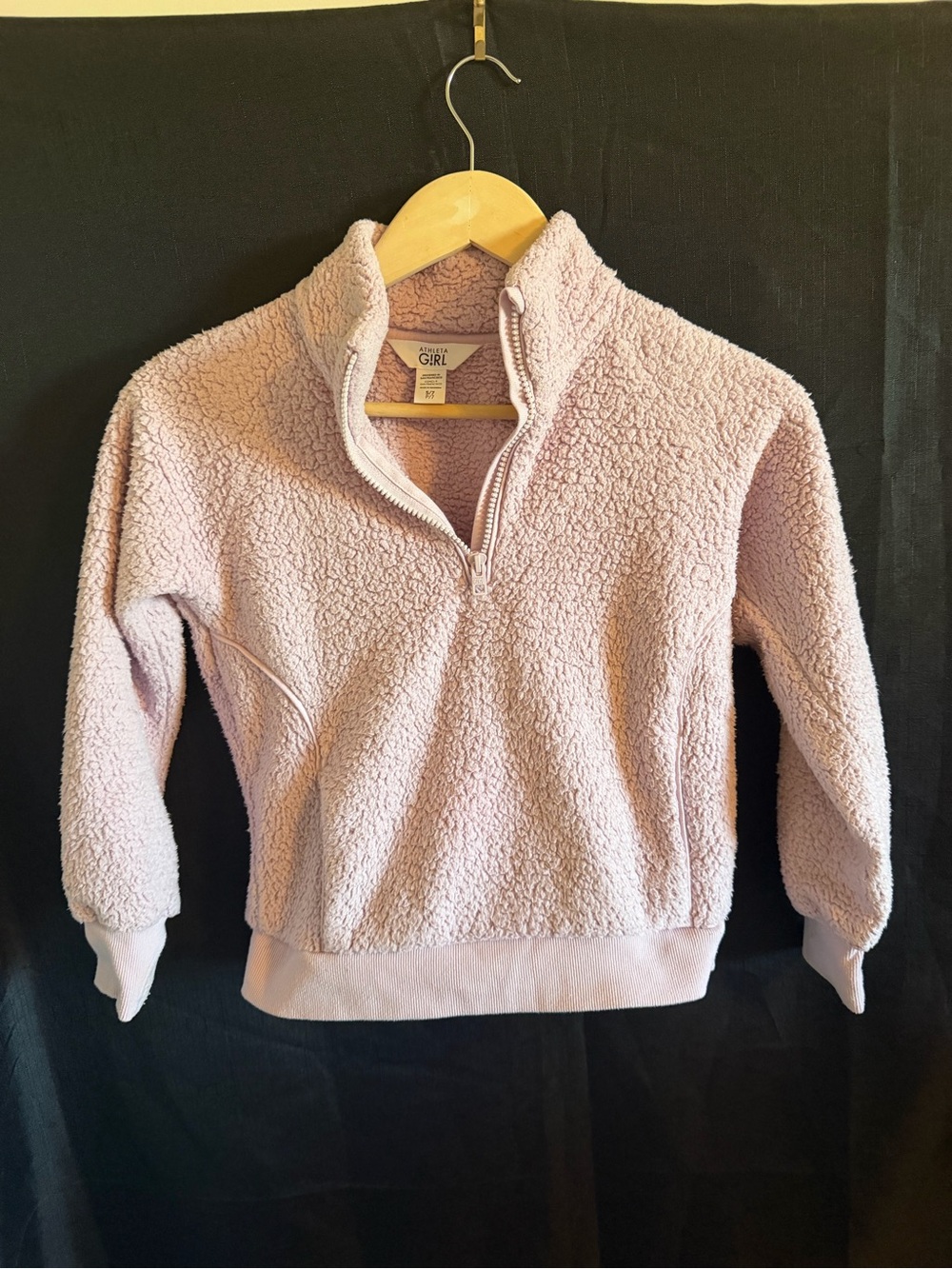 Athleta Girl Girls' Lavender Sherpa Quarter-Zip Pullover Sweater